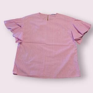 J.McLaughlin Red White Striped Flutter Sleeve Top Size S – EUC